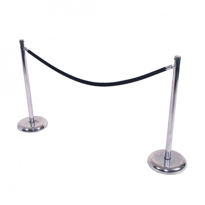 C8001 - Crowd Control - Chrome Stanchion - Black Rope