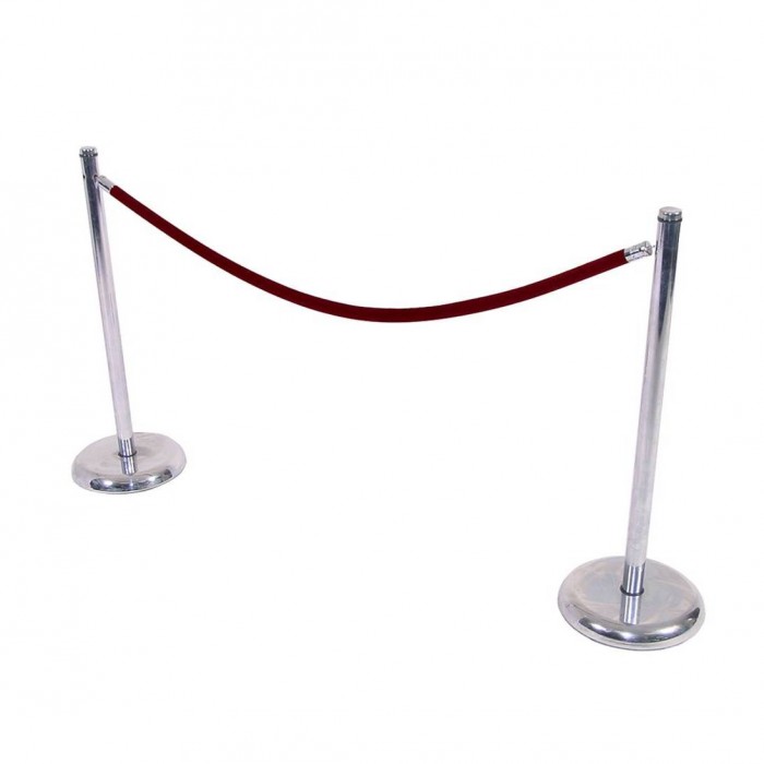 C8003 - Crowd Control - Chrome Stanchion - Red Rope