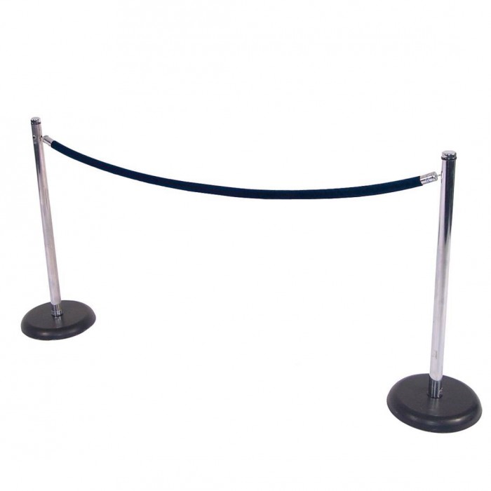 C8012 - Crowd Control - Chrome Stanchion with Black Base - Navy Rope