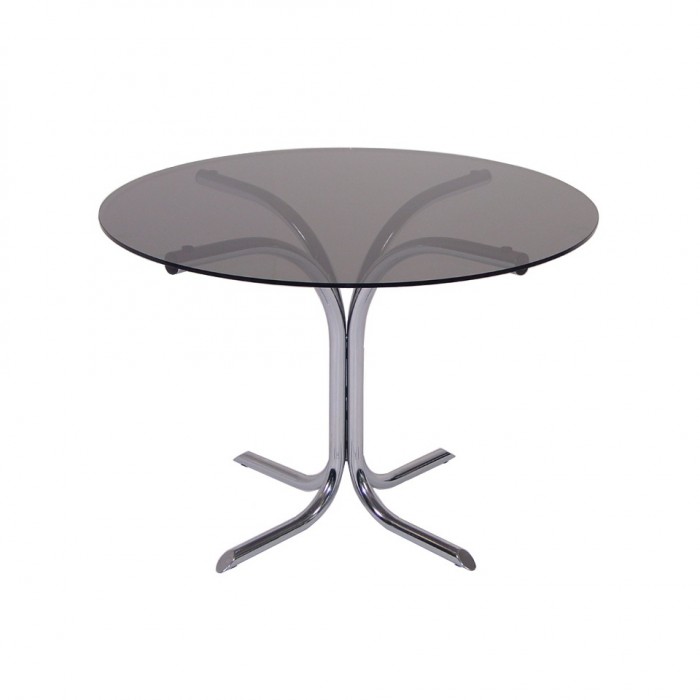 T4509 - Meeting Table - Italia - Glass Top - Chrome Base - 1050dia