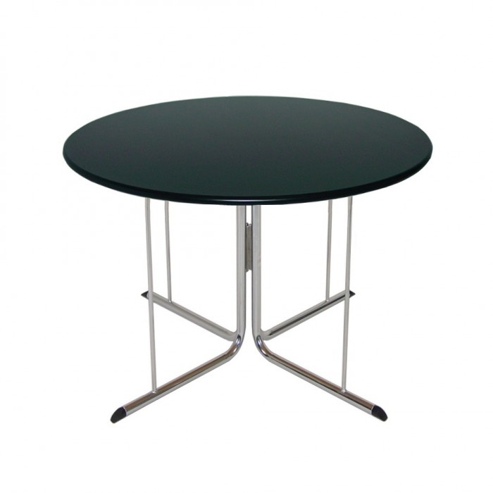 T4511 - Meeting Table - Elite - Black Top - Chrome Legs - 1200dia