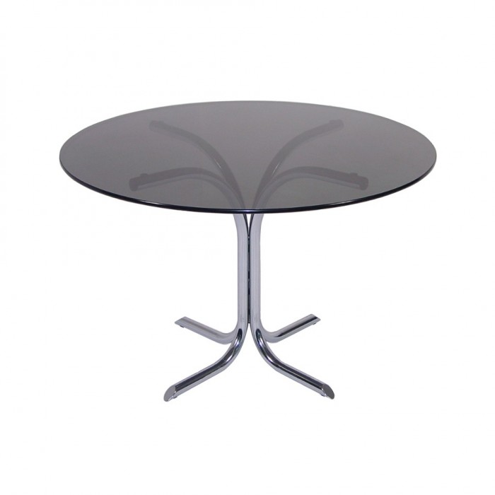 T4512 - Meeting Table - Italia - Glass Top - Chrome Base - 1200dia