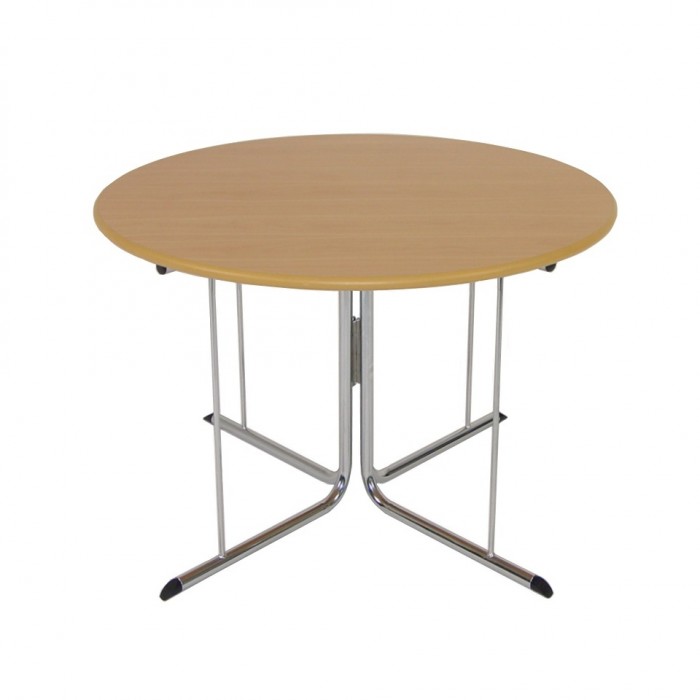 T4516 - Meeting Table - Elite - Tawa Top - Chrome Legs - 1200dia