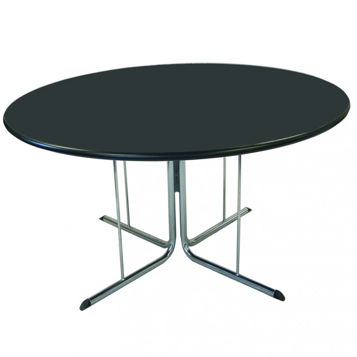 T4518 - Meeting Table - Elite - Black Top - Chrome Legs - 1500dia